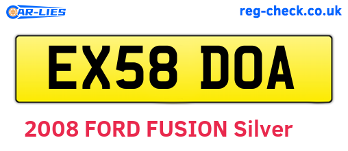 EX58DOA are the vehicle registration plates.