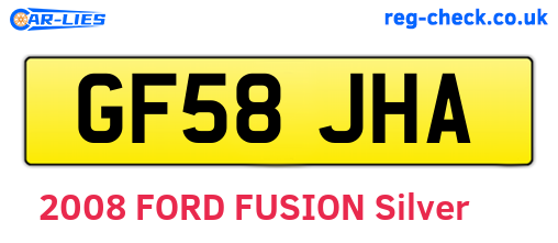 GF58JHA are the vehicle registration plates.