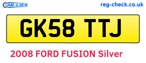 GK58TTJ are the vehicle registration plates.