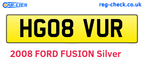HG08VUR are the vehicle registration plates.