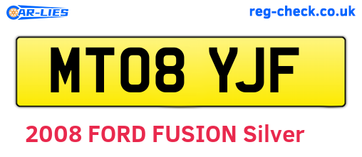 MT08YJF are the vehicle registration plates.