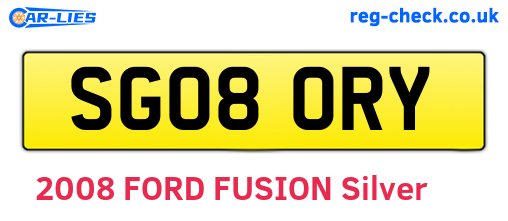 SG08ORY are the vehicle registration plates.