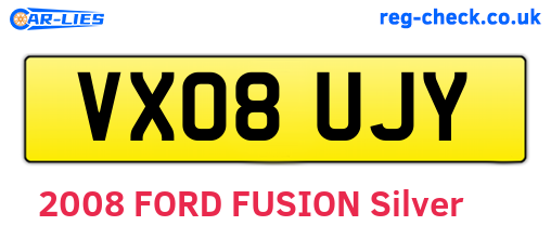 VX08UJY are the vehicle registration plates.