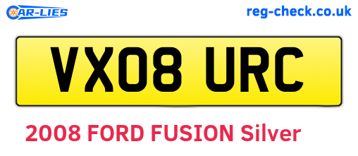 VX08URC are the vehicle registration plates.