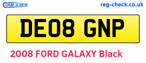 DE08GNP are the vehicle registration plates.