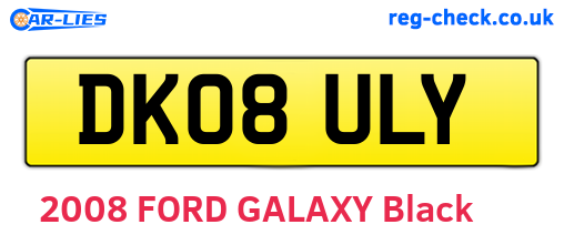DK08ULY are the vehicle registration plates.