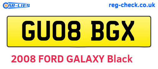 GU08BGX are the vehicle registration plates.