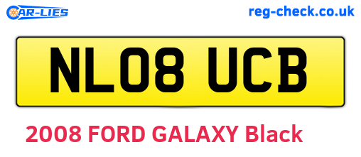 NL08UCB are the vehicle registration plates.