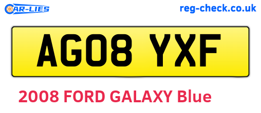 AG08YXF are the vehicle registration plates.