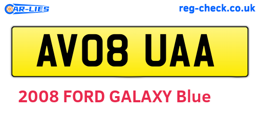 AV08UAA are the vehicle registration plates.