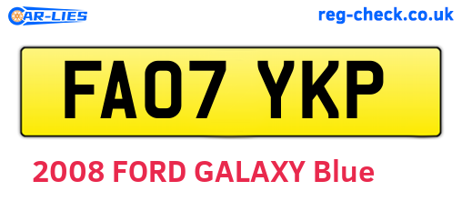 FA07YKP are the vehicle registration plates.