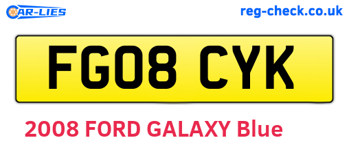 FG08CYK are the vehicle registration plates.
