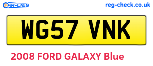 WG57VNK are the vehicle registration plates.