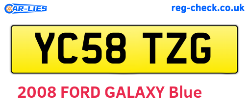 YC58TZG are the vehicle registration plates.