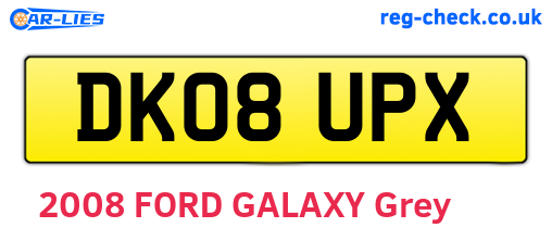 DK08UPX are the vehicle registration plates.