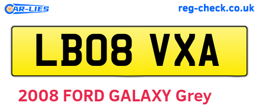 LB08VXA are the vehicle registration plates.