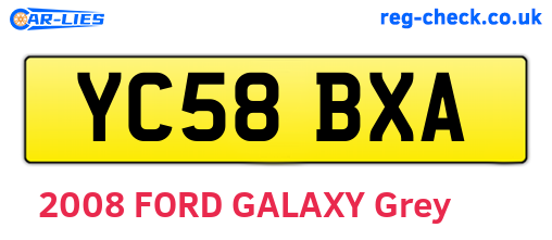 YC58BXA are the vehicle registration plates.