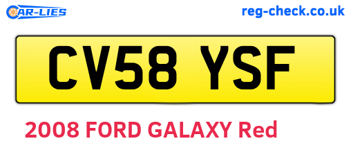 CV58YSF are the vehicle registration plates.