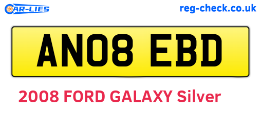 AN08EBD are the vehicle registration plates.