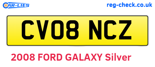 CV08NCZ are the vehicle registration plates.