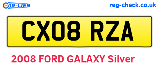 CX08RZA are the vehicle registration plates.