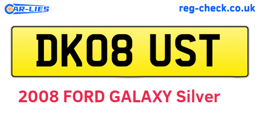 DK08UST are the vehicle registration plates.