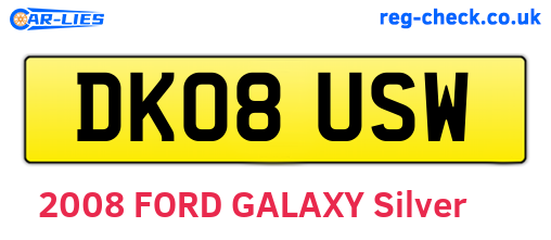 DK08USW are the vehicle registration plates.
