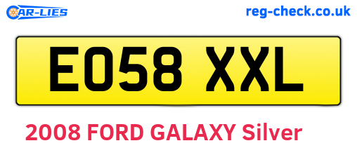 EO58XXL are the vehicle registration plates.