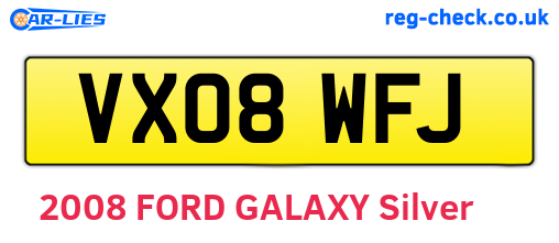 VX08WFJ are the vehicle registration plates.
