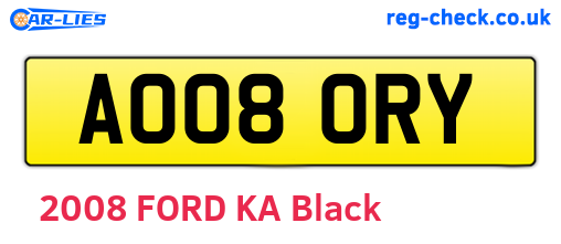 AO08ORY are the vehicle registration plates.