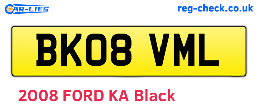 BK08VML are the vehicle registration plates.