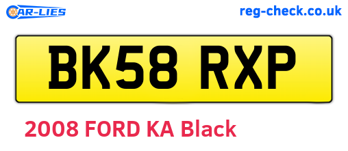 BK58RXP are the vehicle registration plates.