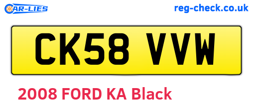 CK58VVW are the vehicle registration plates.