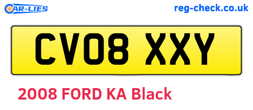 CV08XXY are the vehicle registration plates.