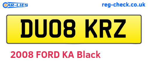 DU08KRZ are the vehicle registration plates.