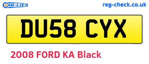 DU58CYX are the vehicle registration plates.