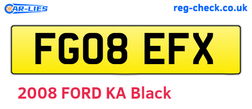 FG08EFX are the vehicle registration plates.