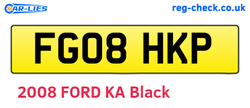 FG08HKP are the vehicle registration plates.