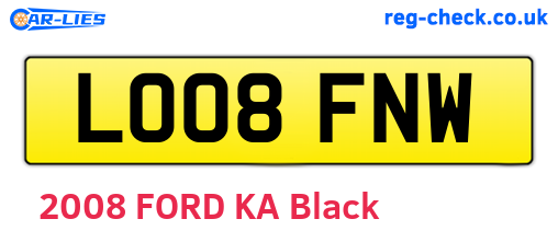 LO08FNW are the vehicle registration plates.