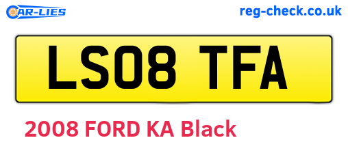 LS08TFA are the vehicle registration plates.