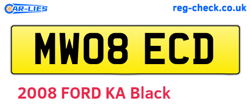 MW08ECD are the vehicle registration plates.