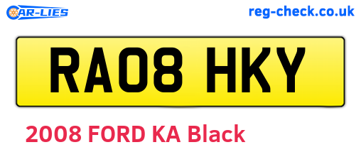 RA08HKY are the vehicle registration plates.