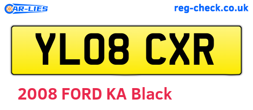 YL08CXR are the vehicle registration plates.