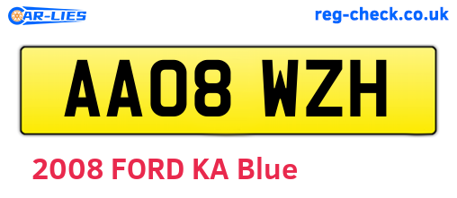 AA08WZH are the vehicle registration plates.