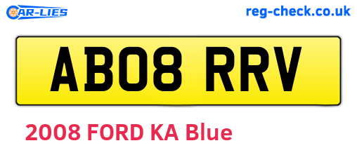 AB08RRV are the vehicle registration plates.