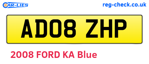 AD08ZHP are the vehicle registration plates.