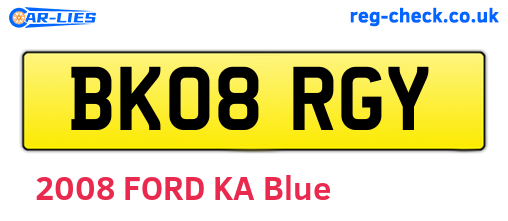 BK08RGY are the vehicle registration plates.
