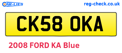 CK58OKA are the vehicle registration plates.