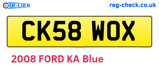 CK58WOX are the vehicle registration plates.