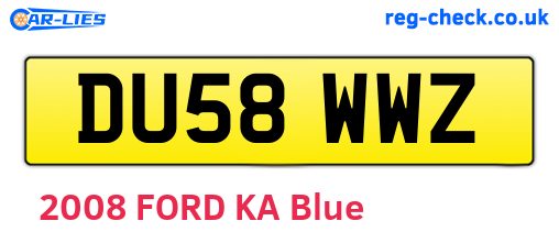 DU58WWZ are the vehicle registration plates.